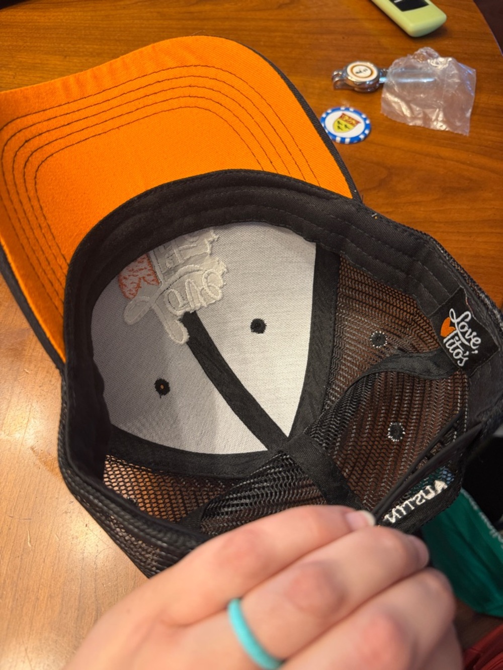 Love Tito's Black Trucker Hat with Orange Heart NWOT - Picture 4 of 4